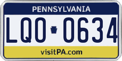 PA license plate LQO0634