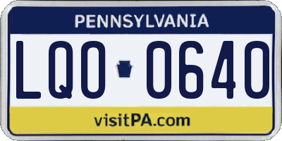 PA license plate LQO0640