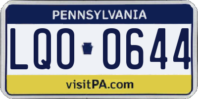 PA license plate LQO0644
