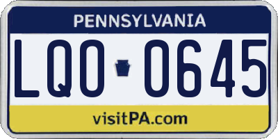 PA license plate LQO0645