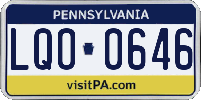 PA license plate LQO0646