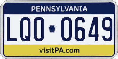 PA license plate LQO0649
