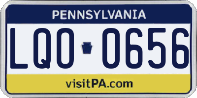 PA license plate LQO0656