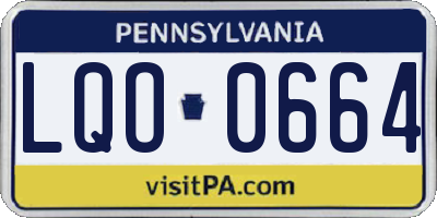 PA license plate LQO0664