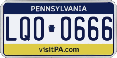 PA license plate LQO0666