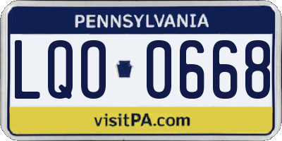 PA license plate LQO0668