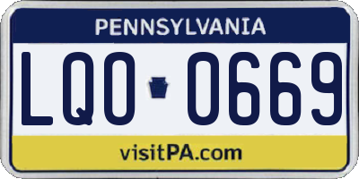 PA license plate LQO0669