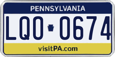 PA license plate LQO0674