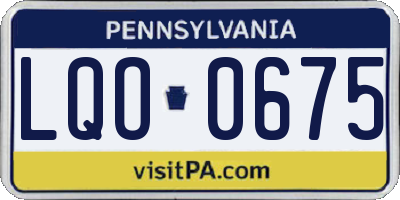 PA license plate LQO0675