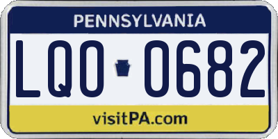 PA license plate LQO0682