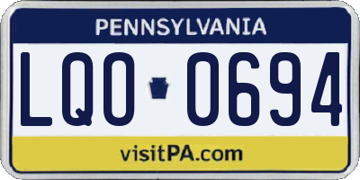 PA license plate LQO0694