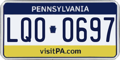 PA license plate LQO0697