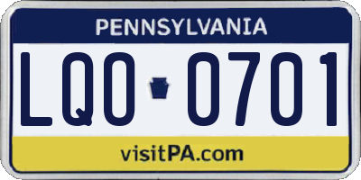 PA license plate LQO0701