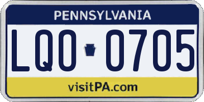 PA license plate LQO0705