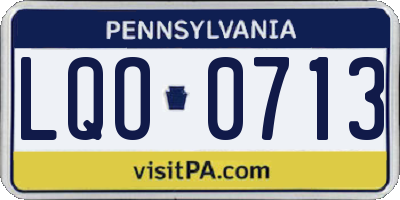 PA license plate LQO0713