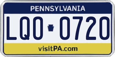 PA license plate LQO0720