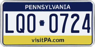 PA license plate LQO0724