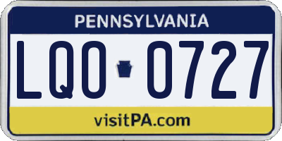 PA license plate LQO0727
