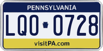 PA license plate LQO0728