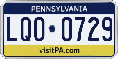 PA license plate LQO0729