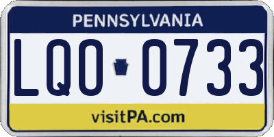 PA license plate LQO0733