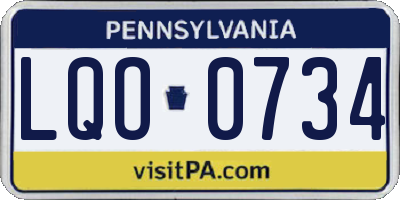 PA license plate LQO0734