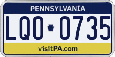PA license plate LQO0735