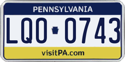 PA license plate LQO0743