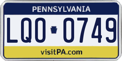 PA license plate LQO0749