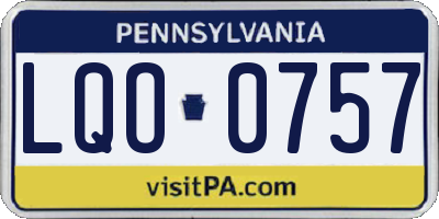 PA license plate LQO0757