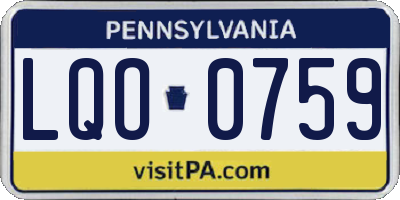 PA license plate LQO0759