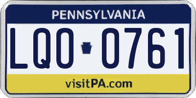 PA license plate LQO0761