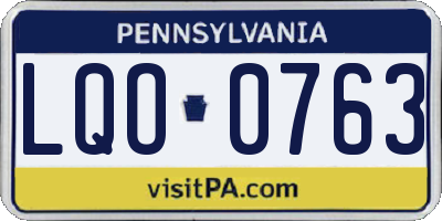PA license plate LQO0763