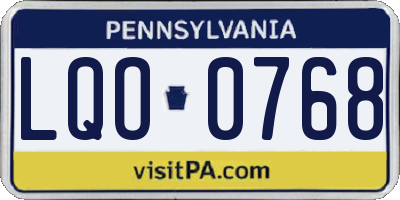 PA license plate LQO0768
