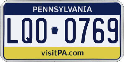 PA license plate LQO0769