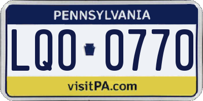 PA license plate LQO0770