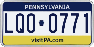PA license plate LQO0771