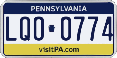 PA license plate LQO0774