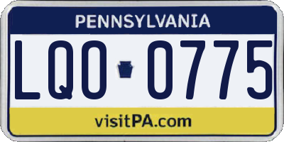 PA license plate LQO0775