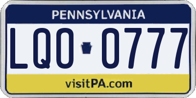 PA license plate LQO0777