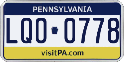 PA license plate LQO0778