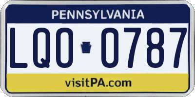 PA license plate LQO0787