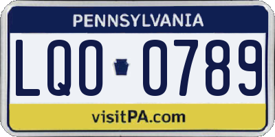 PA license plate LQO0789