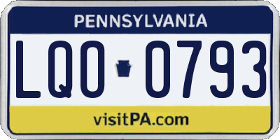 PA license plate LQO0793