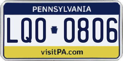 PA license plate LQO0806