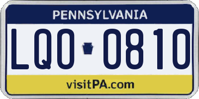 PA license plate LQO0810