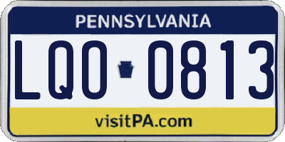 PA license plate LQO0813