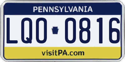 PA license plate LQO0816