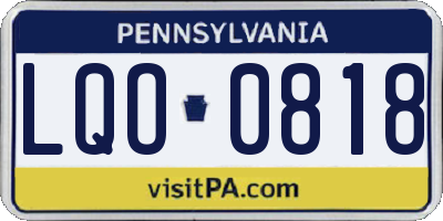 PA license plate LQO0818