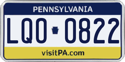 PA license plate LQO0822